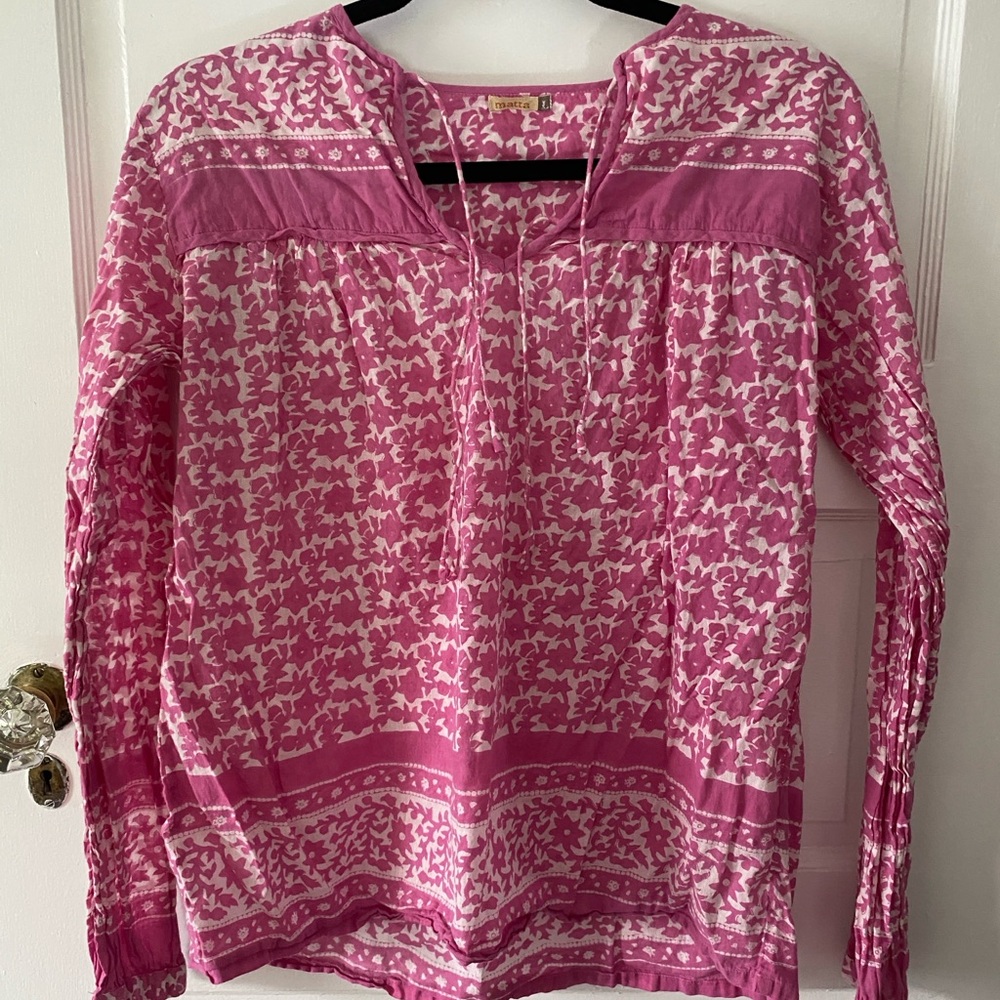 Matta Pink and White Women's Top